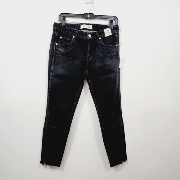 AMO Twist Zip Slim Fit Mid-Rise Ankle Jeans NEW Size 28 in Jett Wash - Picture 1 of 14